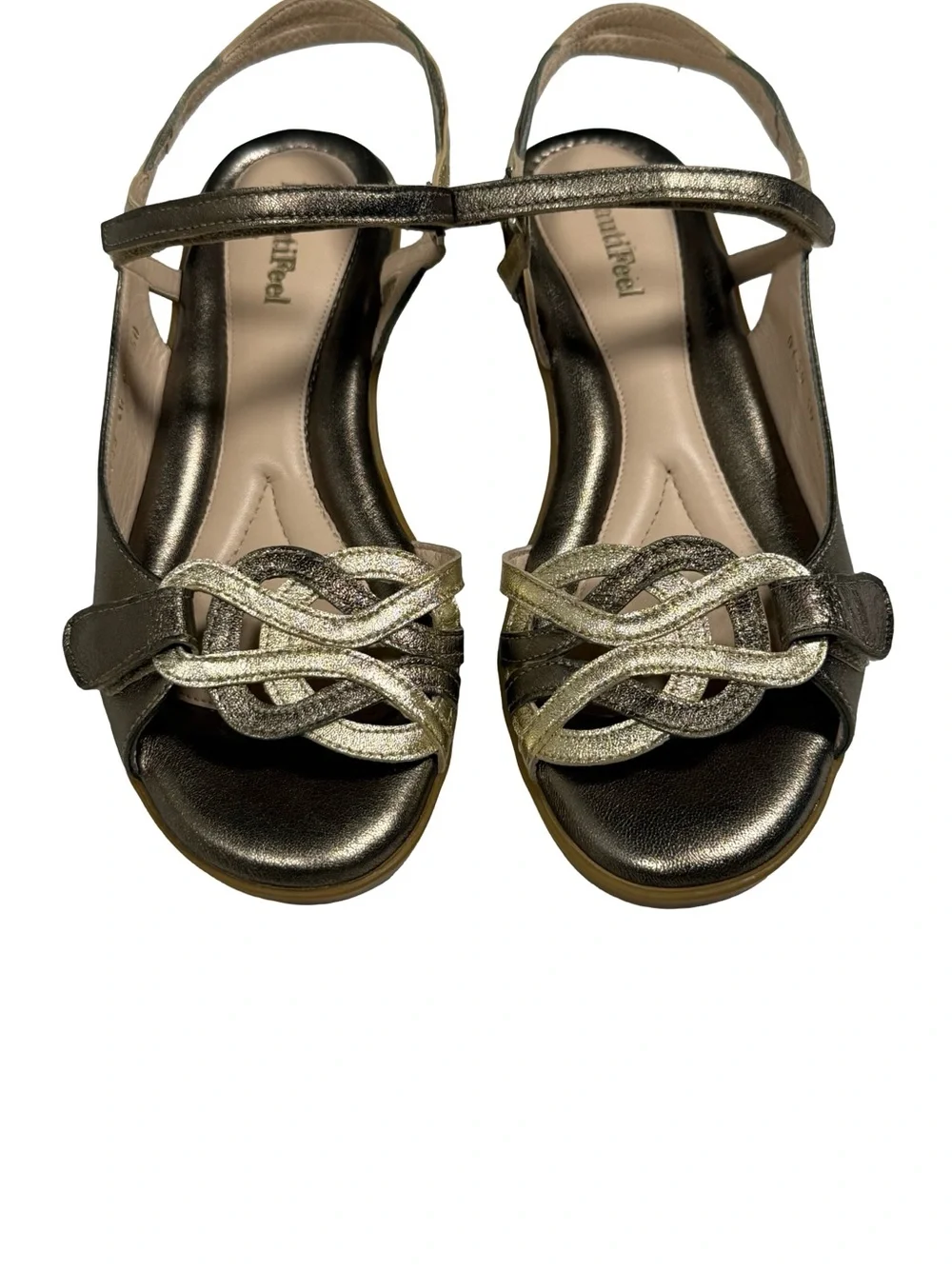 BeautiFeel Sandals Womens Eu40 US 9 Metallic Gold Bronze Leather Comfort Straps